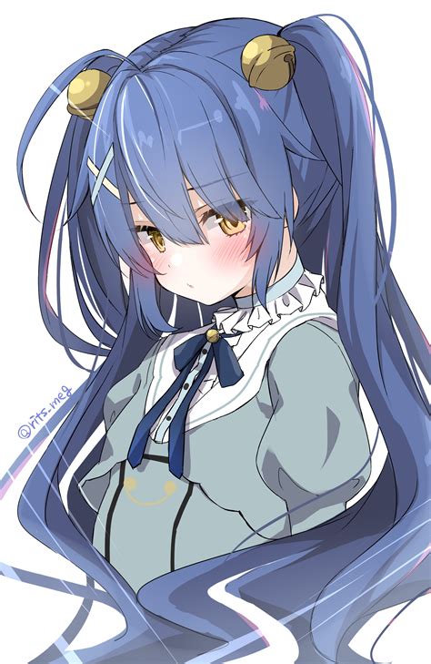 safebooru 1girl absurdres amamiya kokoro bell blue hair blue neckwear