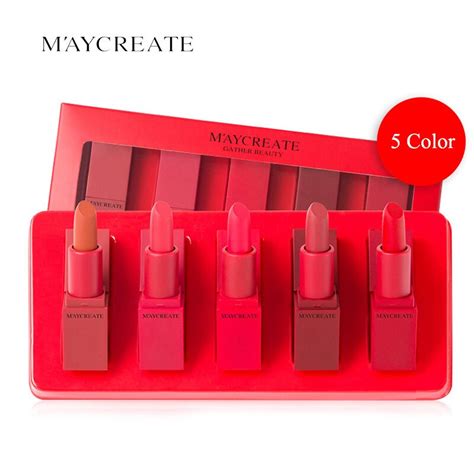 Maycreate New 5pcs Set Lipsticks Sex Nude Lip Matte Kits Long Lasting