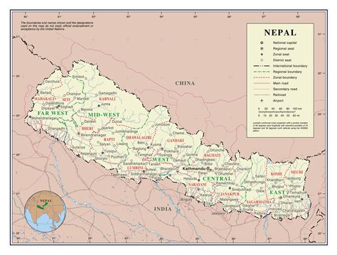 maps  nepal detailed map  nepal  english tourist map  nepal