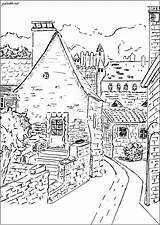 Dordogne Village Coloring France Streets Pages Little Pretty Markers Hamlet Narrow Pencils Houses Visit Its Architecture Adult sketch template