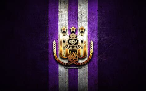 wallpapers anderlecht fc golden logo jupiler pro league violet metal background