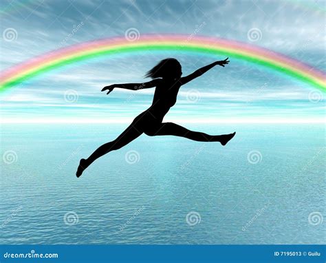 jumping woman   rainbow stock illustration illustration  grace