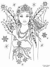 Coloring Fairy Pages Adult Fairies Printable Colouring Advanced Color Digi Book Mandala Print Stamp Books Angels Queen Sheets Snow Winter sketch template