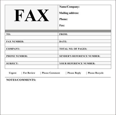fax cover sheet    printables printablee