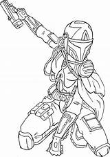Mandalorian Armor Wars Mando Colouring sketch template