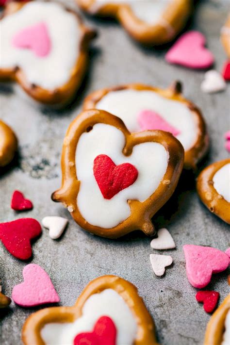 sweet salty valentines day desserts chocolate heart pretzels