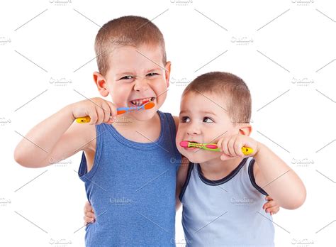 boys brushing  teeth high quality people images creative market