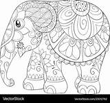 Coloring Bookpage Elephant Vector Adult Cute Little Von Elefant Animal Gemerkt sketch template