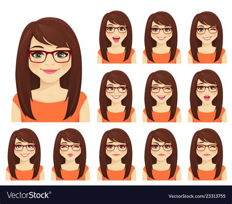 girl expressions set royalty free vector image