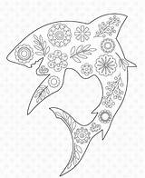 Shark Coloring Floral Pages Favecrafts sketch template