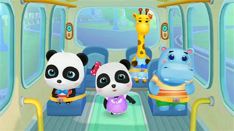 baby panda bus driving wheels   bus educational app kids games