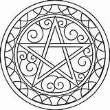 Pentacle Mandala Pentagrama Embroidery Wiccan Pagan Colorir Pentagram Mandalas Magia Lua Wicca Coisas sketch template