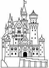 Castle Coloring Neuschwanstein Disney Pages Princess Drawing Clipart Kids Printable Cartoon Paper sketch template