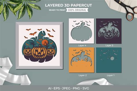 papercut halloween pumpkin layered template
