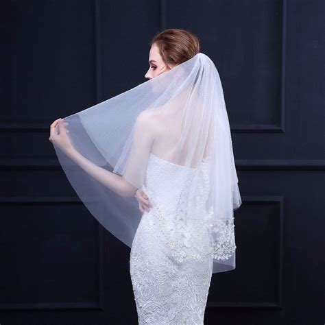 3 5 Meter White Ivory Cathedral Wedding Veils Long Lace Edge Bridal