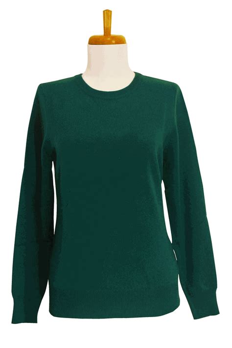 Womens Round Neck Cashmere Sweater Green