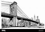 Brooklyn Bridge York Vector Drawing Alamy Stock Illustration City sketch template