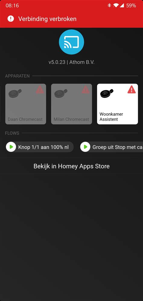 google chromecast app problemen nederlands dutch homey community forum