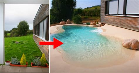 people  turning  backyards   vacation spot  sand pools