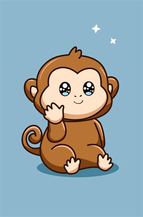 cute  funny monkey animal cartoon illustration  vector art
