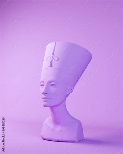 purple queen nefertiti bust head egyptian lavender goddess face left 3d