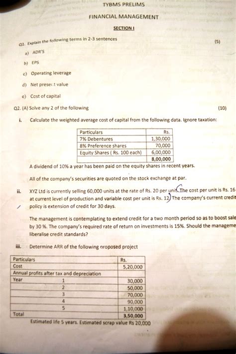thakur college tybms sem  prelims question papers  bms