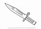 Bayonet M9 Draw Step Drawing Strike Counter Drawingtutorials101 sketch template