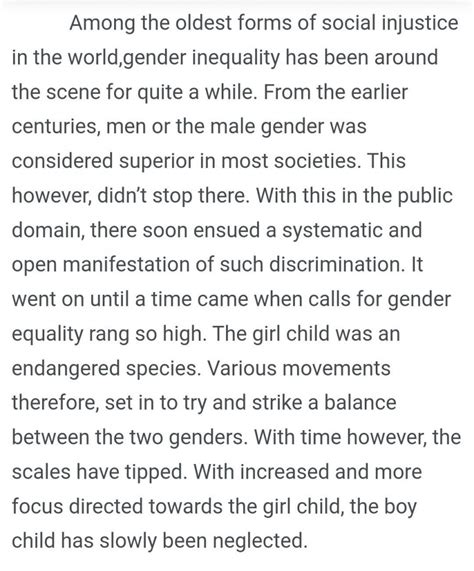 amazing gender inequality essay ~ thatsnotus