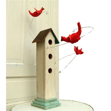 cardinals bird house ooak