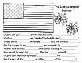 Spangled Banner Star Coloring Activity Poster Color Cloze National Music Worksheets Birthday Light Anthem School Kindergarten Classroom American Laughter Bulbs sketch template