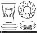 Donut Kleurplaat Eten Koffie Lijnkunst Witte Dunkins Iced Kleuren Koffiekop Doughnut Downloaden Ogen sketch template