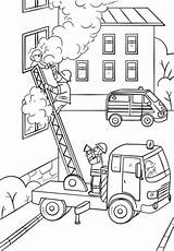 Coloring Truck Fireman Ladder Pages Climbing Girl Save Fire Printable Trucks Department Categories Professions sketch template