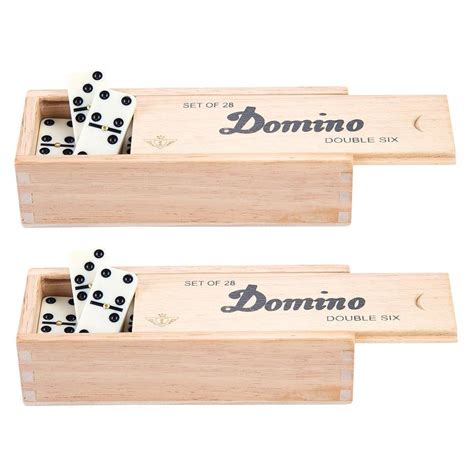 domino spel dubbeldouble   houten doos en  gekleurde stenen bordgamesnl