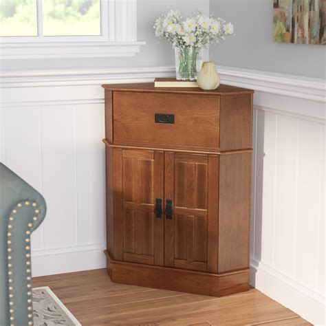 charlton home gulley  tall solid wood  door corner accent cabinet reviews wayfair