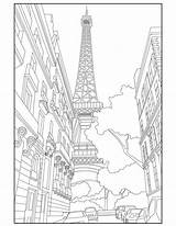 Coloring Paris Pages France French Printable Architecture Greek Drawing Adult Color Colouring Eiffel Tower Travel Numbers Adults Print Vase Fries sketch template