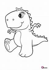 Dinosaur Pages Baby Colouring Cute Little Bubakids sketch template