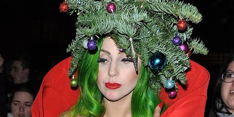 lady gaga dresses up as a christmas tree after capital fm jingle bell