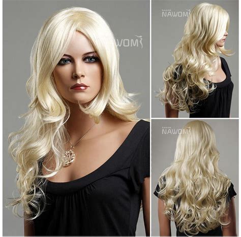 New Sex Ladies High Quality Wig Wavy Long Synthetic Curly Blond Cheap