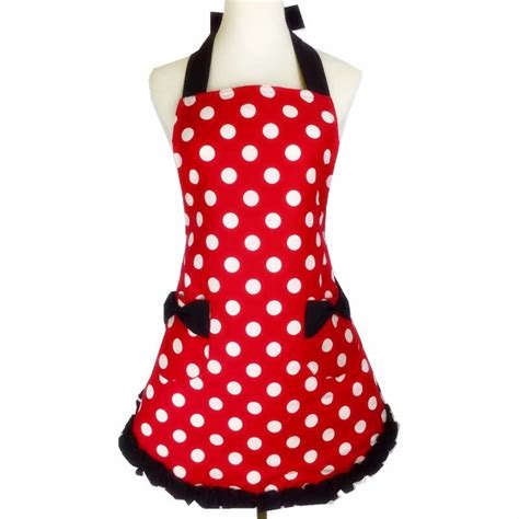 bodecin cute retro red polka dot waterproof kitchen apron woman cotton