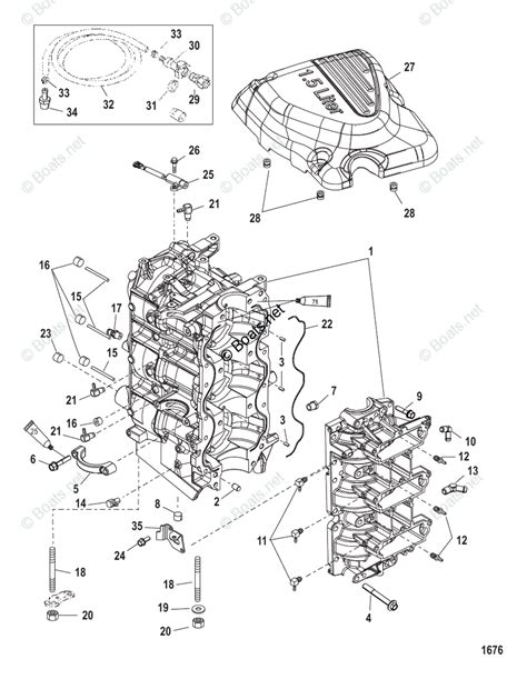 mercury outboard hp oem parts diagram  cylinder block  crankcase boatsnet