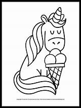 Unicorn Coloring Pages Ice Cream Cone Color Printables Galore Fun sketch template