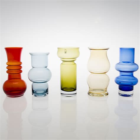 Tamara Aladin Five Glass Vases Riihimäen Lasi 1960s 70s