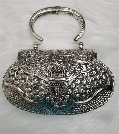 silver metal bag silver handbag metallic bag silver purses