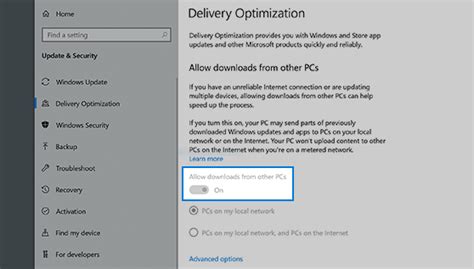 turn  delivery optimization microsoft support