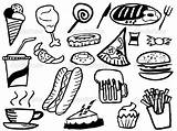 Coloring Food Pages Junk Fast Snack Kids Printables Breakfast Mexican Grains Colouring Printable Print Cute Doodle Background Stock Color Items sketch template