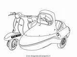 Sidecar Vespa Lambretta Mezzi Trasporto Malvorlage sketch template