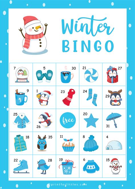 winter bingo game  snowman penguin     play