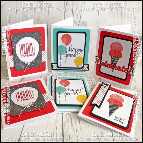 painted mountain cards black  red birthday cards
