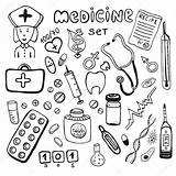 Doodle Icon Iconos Gesundheitswesen Gezeichneter Conjunto Hospital Medizin sketch template