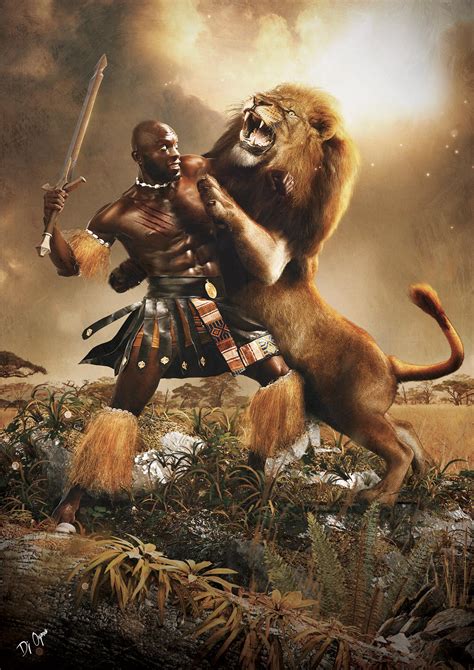 lion slayer african warrior  lion  behance
